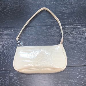 Croc Embossed Striped Baguette Bag
